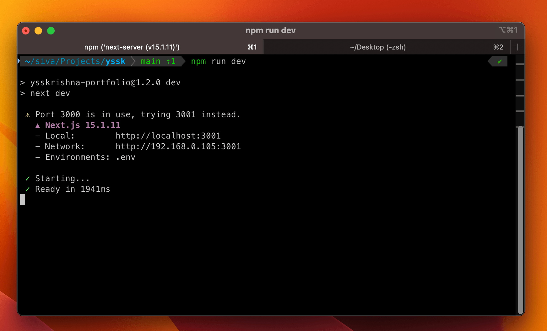 Multiple iTerm2 tabs used for a local development workflow